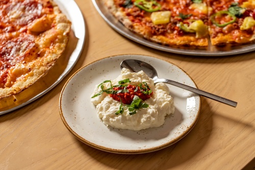Riccotta cheese appetizer on a plate